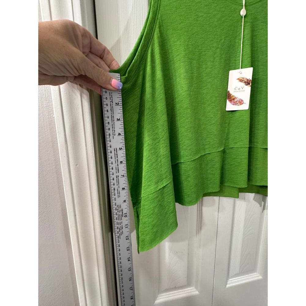 Chelsea & Violet Green Cold Shoulder Asymmetrical Slub Knit Top XL NEW - Picture 5 of 5
